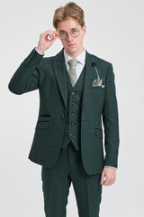 Abito da uomo a 3 pezzi a quadri in tweed verde oliva su misura per matrimonio Peaky Classic