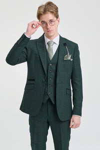 Abito da uomo a 3 pezzi a quadri in tweed verde oliva su misura per matrimonio Peaky Classic