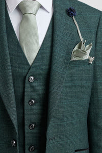 Abito da uomo a 3 pezzi a quadri in tweed verde oliva su misura per matrimonio Peaky Classic