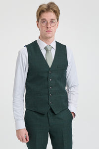 Abito da uomo a 3 pezzi a quadri in tweed verde oliva su misura per matrimonio Peaky Classic