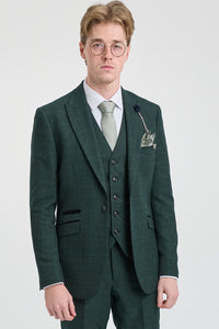Abito da uomo a 3 pezzi a quadri in tweed verde oliva su misura per matrimonio Peaky Classic