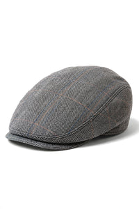 Cavani Albert - Coppola in tweed da uomo - Cappelli piatti in tweed a spina di pesce in lana vintage - Marrone chiaro/Grigio antracite