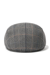 Cavani Albert - Coppola in tweed da uomo - Cappelli piatti in tweed a spina di pesce in lana vintage - Marrone chiaro/Grigio antracite