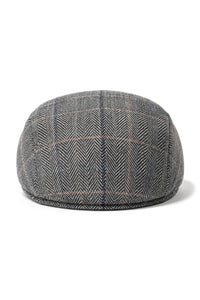 Cavani Albert - Coppola in tweed da uomo - Cappelli piatti in tweed a spina di pesce in lana vintage - Marrone chiaro/Grigio antracite