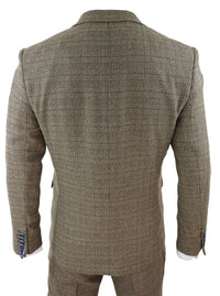 Cavani Ascari - Men's 3 Piece Oak Brown Tweed Check Suit