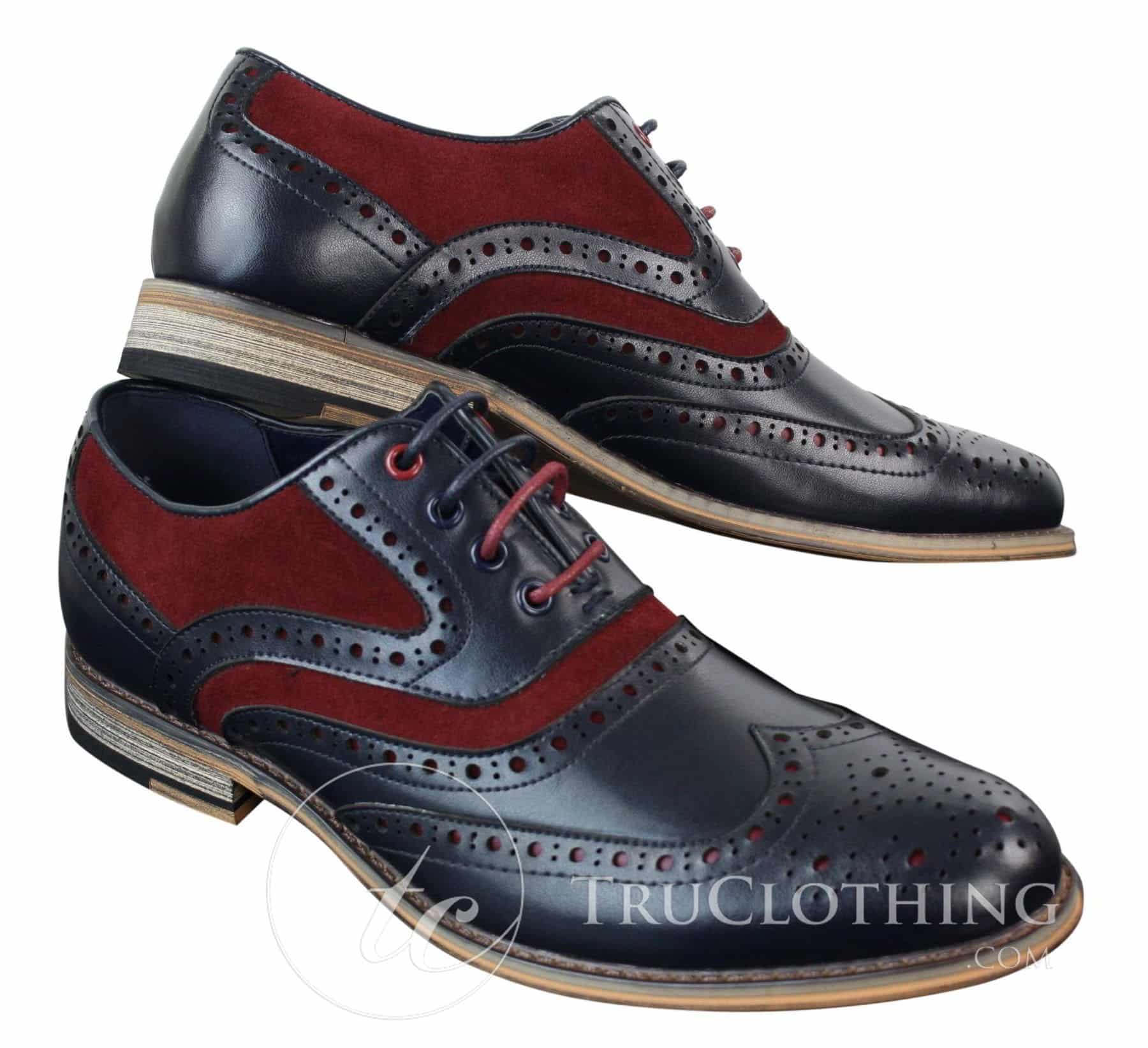 Mens Real Leather & Suede Laced Gatsby Brouges Smart Casual Designer Retro Shoes