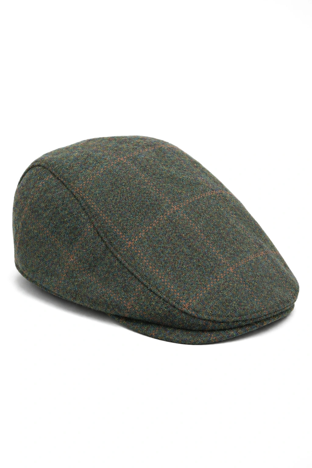 Cavani Kempson Flat Cap - Cappello da nonno vintage da uomo in tweed e lana a quadri - Verde oliva/Blu navy