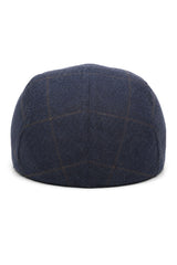 Cavani Kempson Flat Cap - Cappello da nonno vintage da uomo in tweed e lana a quadri - Verde oliva/Blu navy