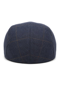 Cavani Kempson Flat Cap - Cappello da nonno vintage da uomo in tweed e lana a quadri - Verde oliva/Blu navy