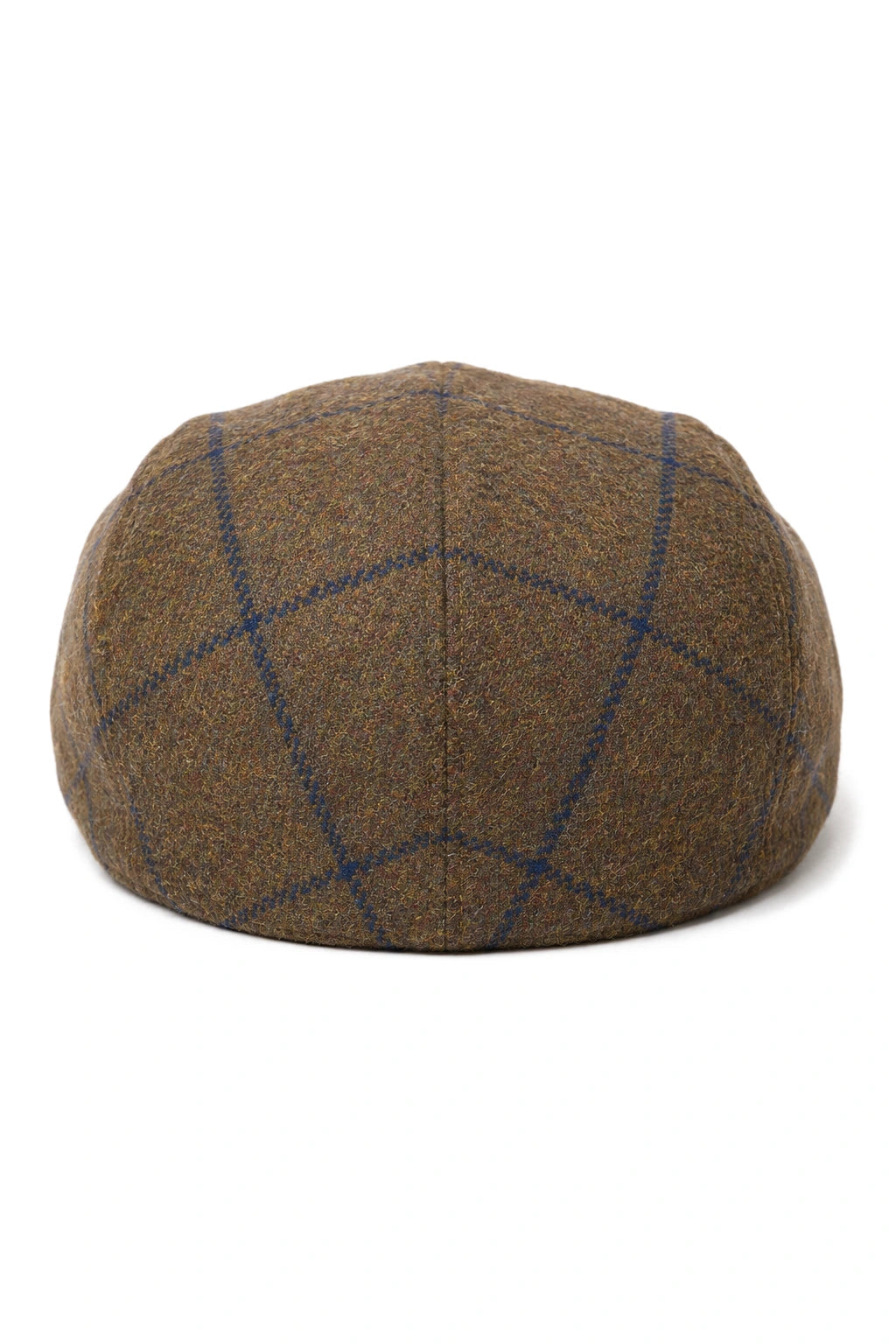 Cavani Kempson Flat Cap - Cappello da nonno vintage da uomo in tweed e lana a quadri - Verde oliva/Blu navy