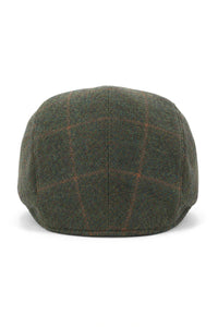 Cavani Kempson Flat Cap - Cappello da nonno vintage da uomo in tweed e lana a quadri - Verde oliva/Blu navy
