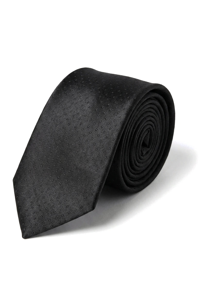 Cravatta in raso Cavani - Cravatta in raso di seta coordinata da uomo, fazzoletto e fermacravatta a pois, per matrimonio, ballo di fine anno, ufficio