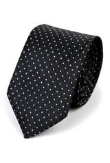 Cravatta in raso Cavani - Cravatta in raso di seta coordinata da uomo, fazzoletto e fermacravatta a pois, per matrimonio, ballo di fine anno, ufficio