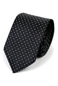 Cravatta in raso Cavani - Cravatta in raso di seta coordinata da uomo, fazzoletto e fermacravatta a pois, per matrimonio, ballo di fine anno, ufficio