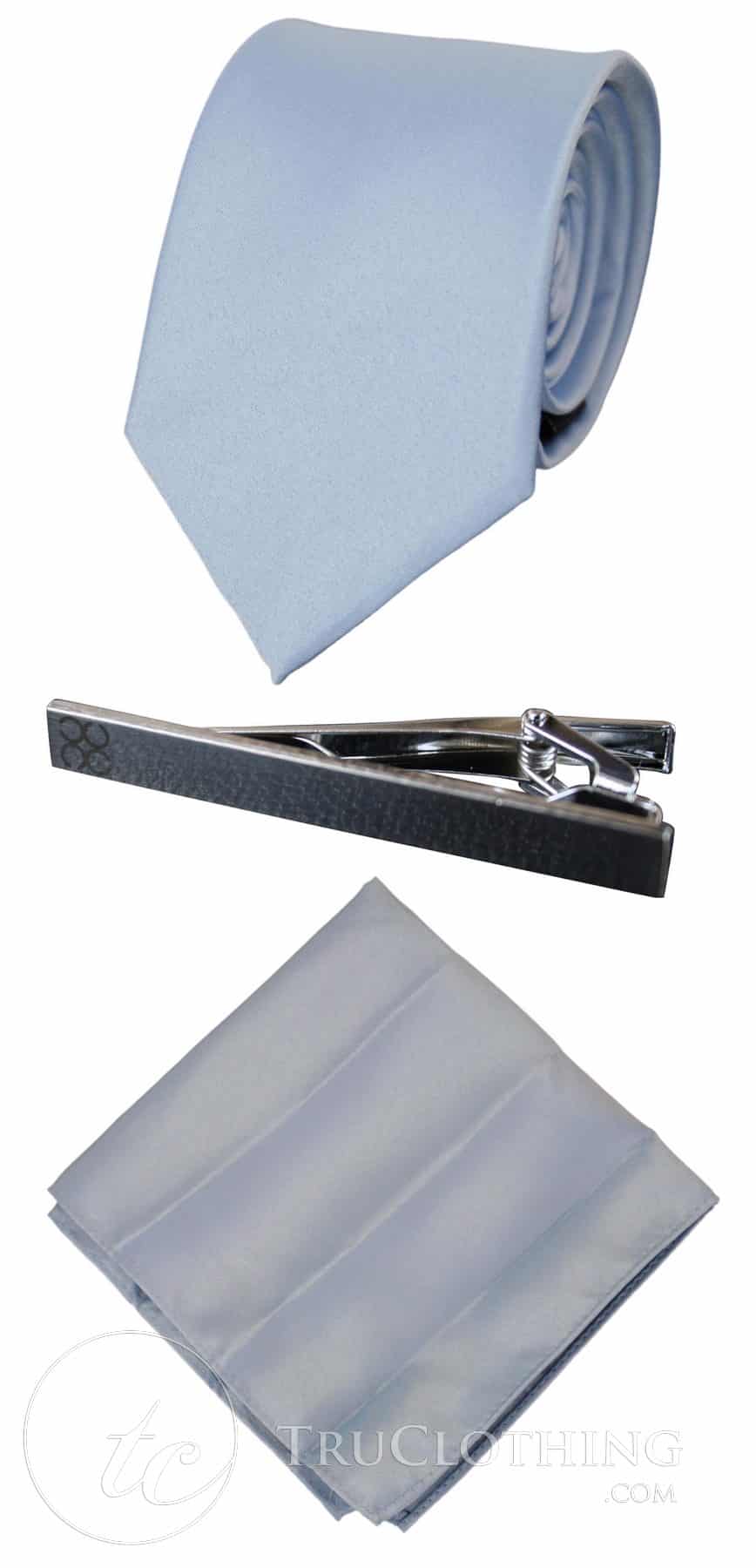 Cavani Satin Tie - Mens Matching Satin Silk Tie Hanky Hankerchief & Tie Clip Polka Dot Wedding Prom Office