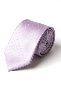Cravatta in raso Cavani - Cravatta in raso di seta coordinata da uomo, fazzoletto e fermacravatta a pois, per matrimonio, ballo di fine anno, ufficio