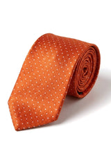 Cravatta in raso Cavani - Cravatta in raso di seta coordinata da uomo, fazzoletto e fermacravatta a pois, per matrimonio, ballo di fine anno, ufficio