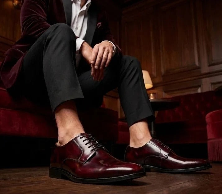 Chester - Scarpe Derby da uomo bordeaux lucide