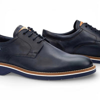 Claret - Scarpe Derby stringate da uomo in pelle blu