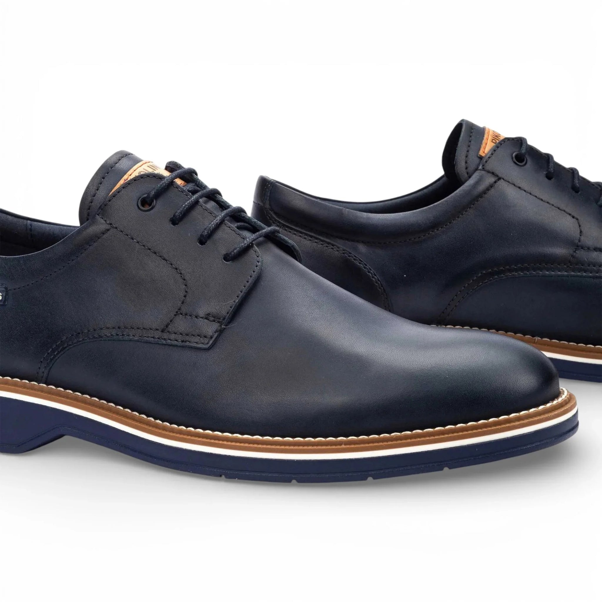 Claret - Scarpe Derby stringate da uomo in pelle blu