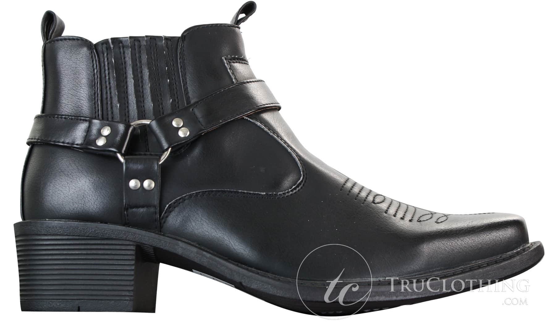 CLASSIQUE MBO 3136 Mens Tan Brown Black Ankle Boots Leather Slip On Cowboy Western Riding Buckle