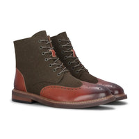 Clifford - Stivaletti brogue in pelle marrone kaki da uomo