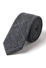 Confronta i colori Cravatta da taschino grigia a spina di pesce in tweed da uomo, classica a quadri