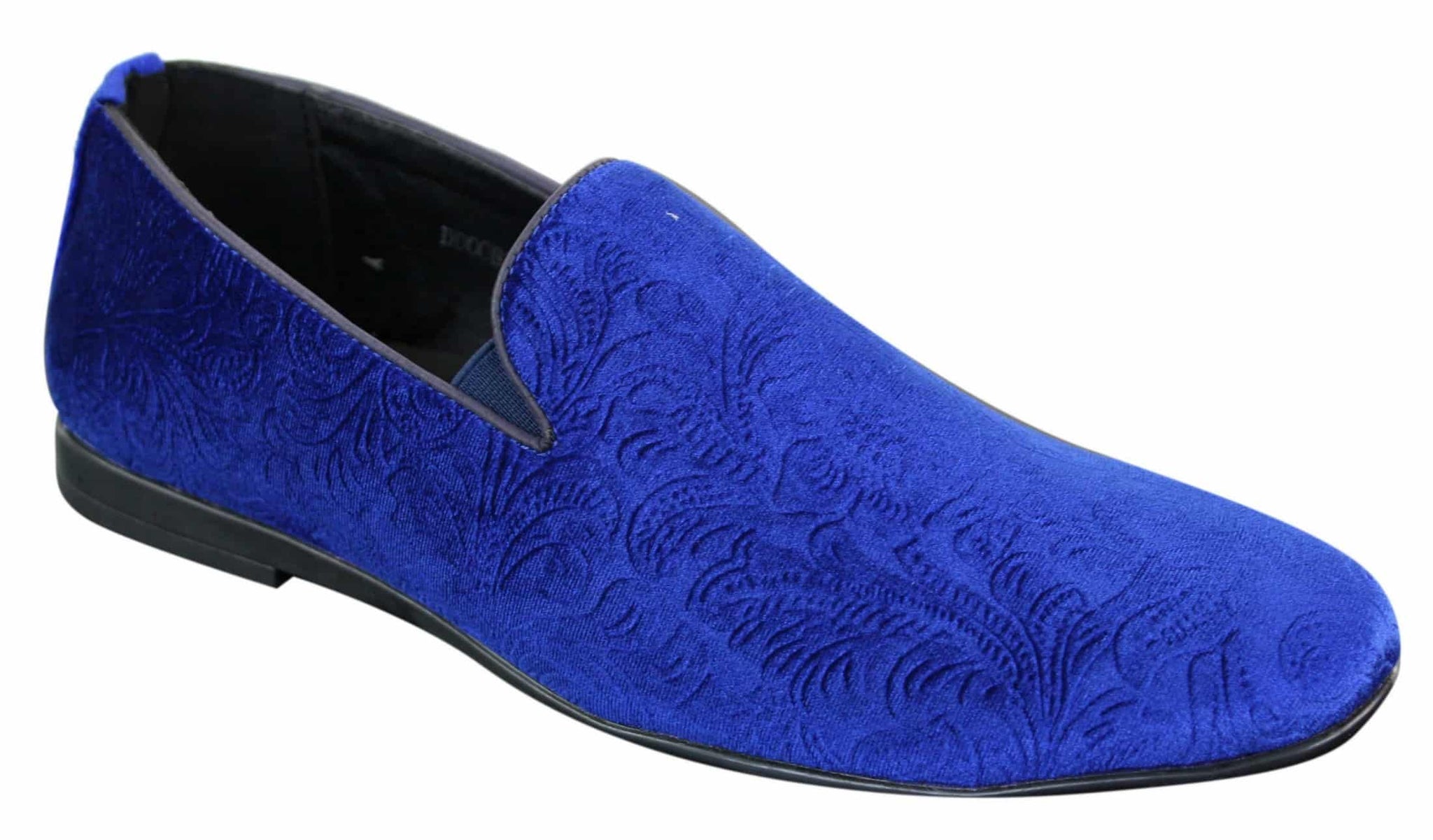 Elong DD0083 - Mens Velvet Slip On Paisley Driving Shoes Loafers Smart Casual Wine Navy Black