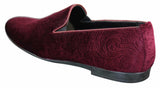 Elong DD0083 - Mens Velvet Slip On Paisley Driving Shoes Loafers Smart Casual Wine Navy Black
