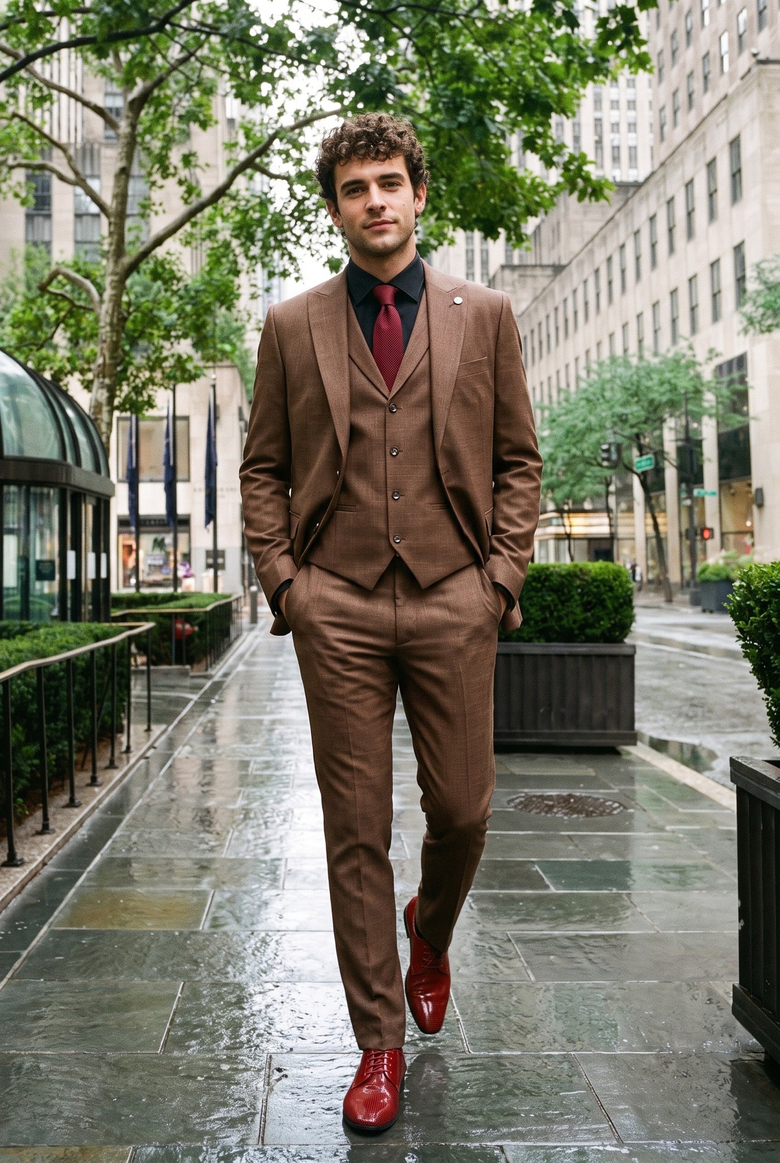 Look #284 styled with Abito da uomo James, 3 pezzi, marrone chiaro, vestibilità classica