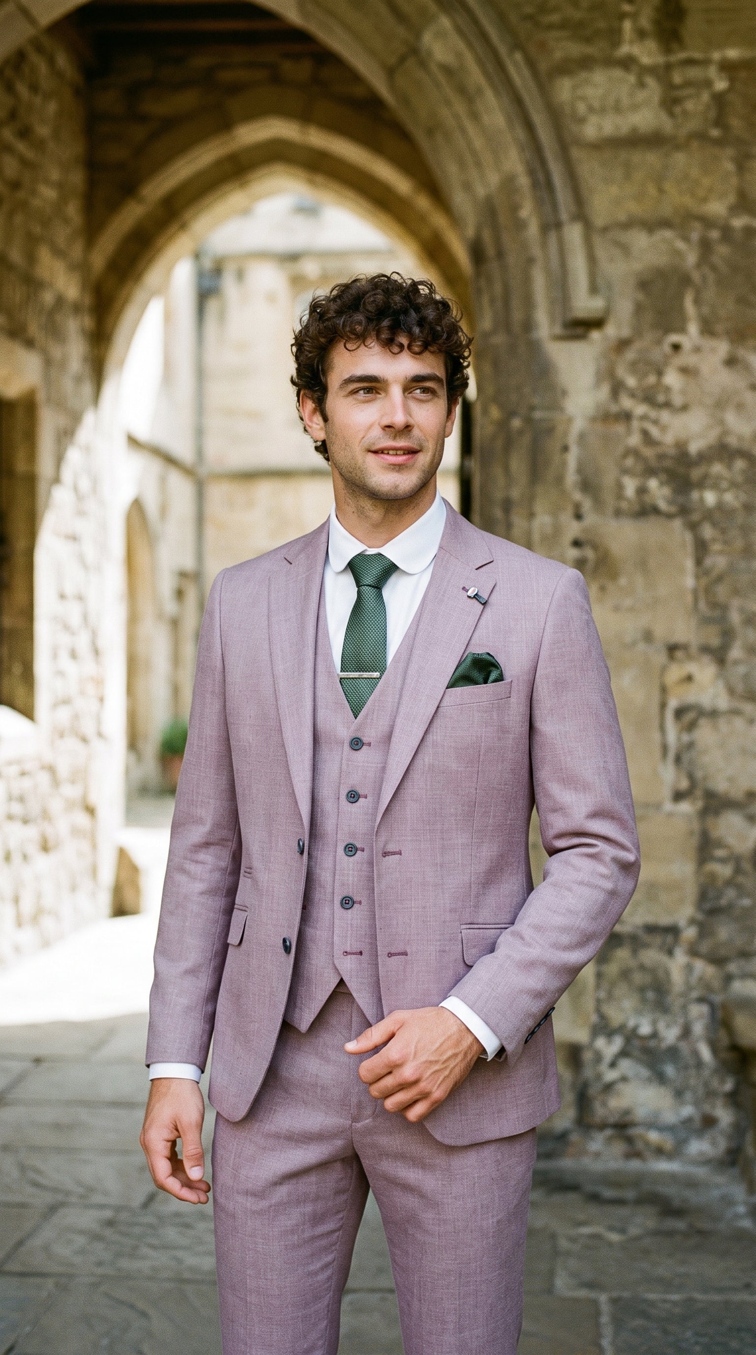 Look #317 styled with Abito estivo in lino rosa cipria da uomo