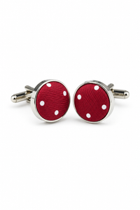 Set regalo cravatta a pois color vino, fazzoletto da taschino, gemelli, spilla da cravatta, raso a pois
