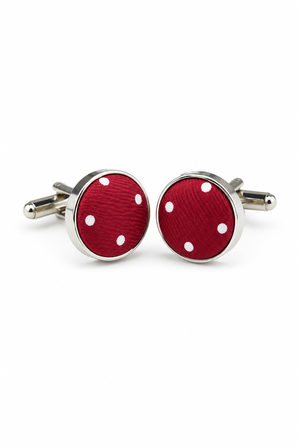 Set regalo cravatta a pois color vino, fazzoletto da taschino, gemelli, spilla da cravatta, raso a pois