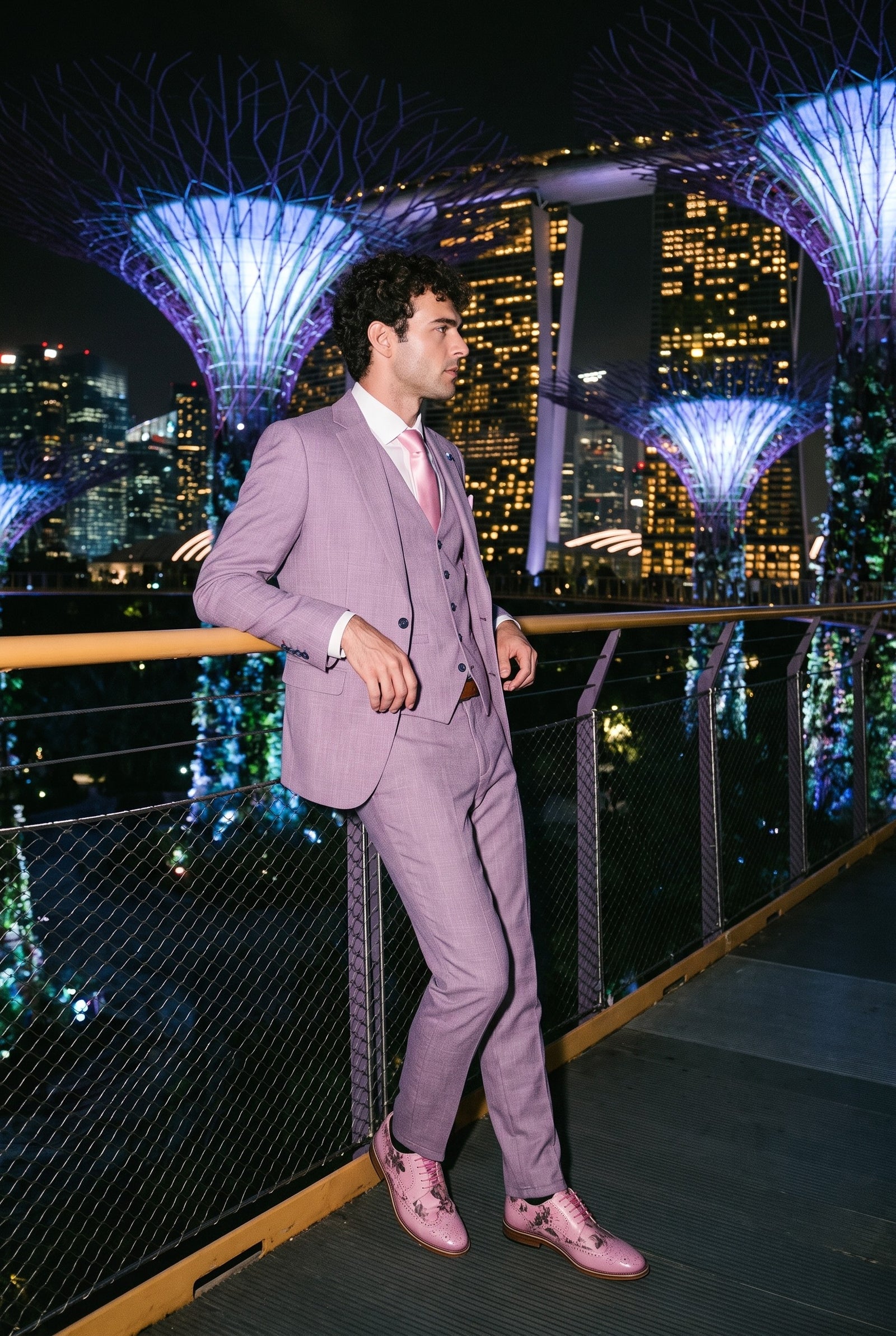 Look #947 styled with Abito estivo in lino rosa cipria da uomo