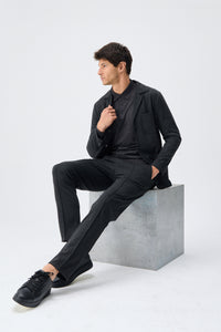 Blazer da uomo in morbido jersey color antracite, giacca elegante e casual.