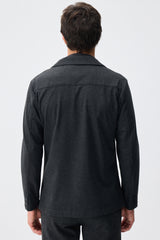 Completo da uomo elegante e casual in morbido jersey color antracite, composto da giacca blazer e pantaloni.