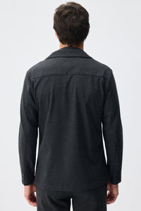 Completo da uomo elegante e casual in morbido jersey color antracite, composto da giacca blazer e pantaloni.