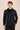 Camicia-giacca da uomo nera in lino con cerniera, leggera, ideale per l'estate.
