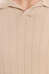 Polo da uomo beige a coste