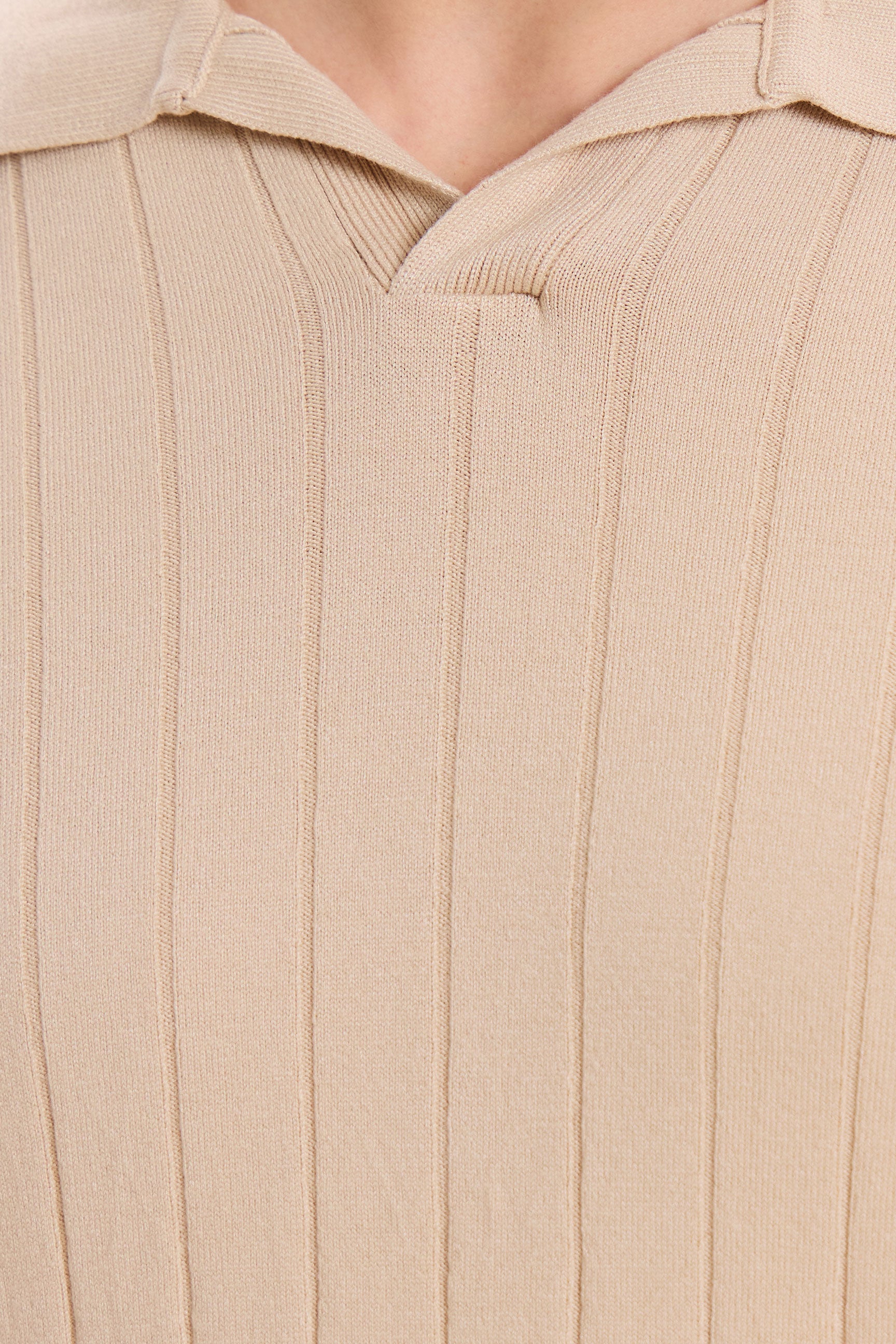 Polo da uomo beige a coste