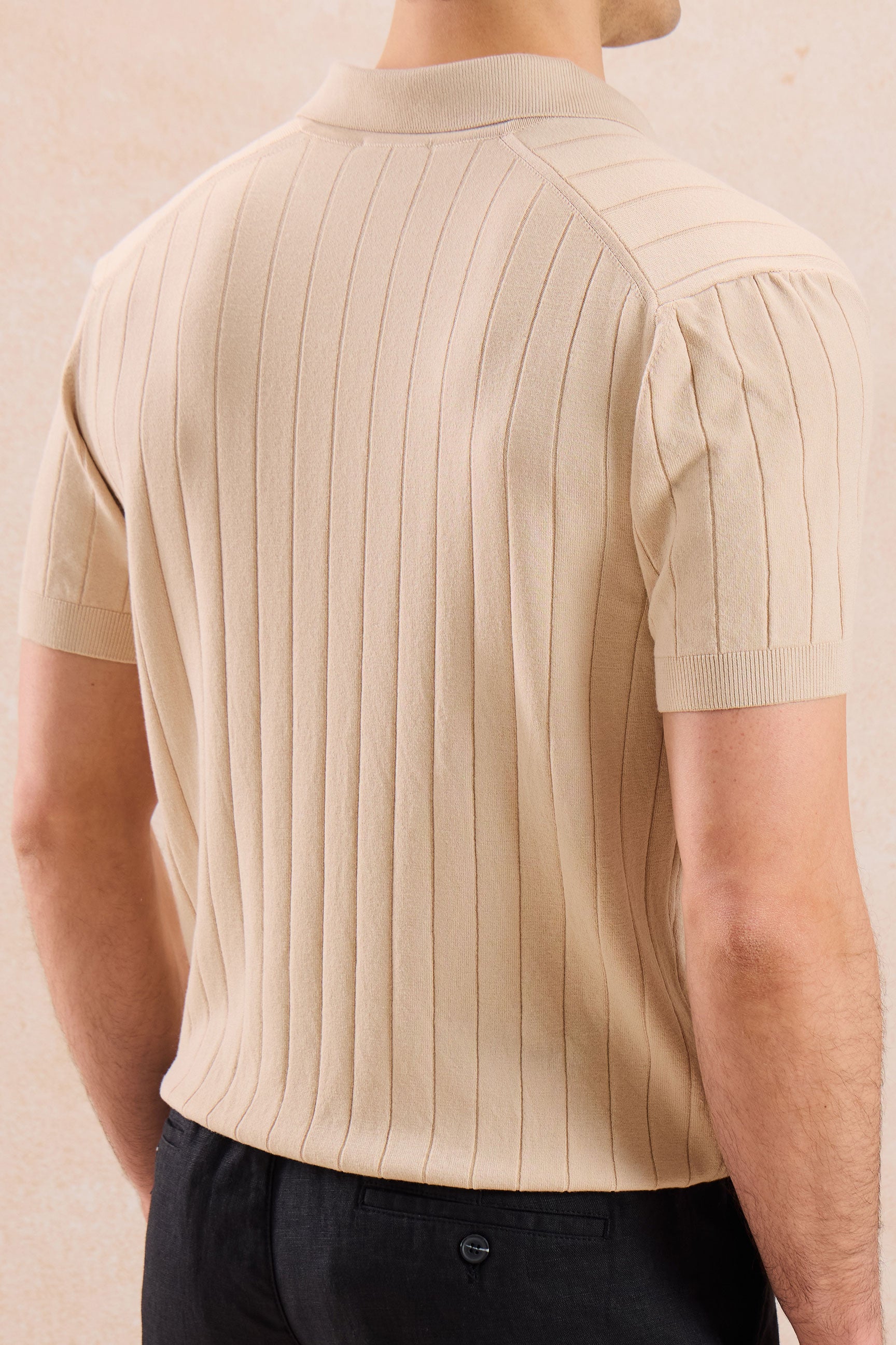 Polo da uomo beige a coste