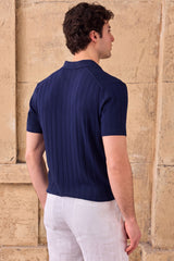Polo da uomo a coste blu scuro