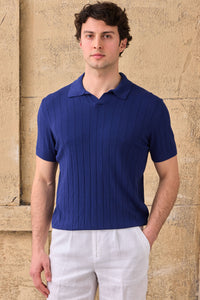 Polo da uomo a coste blu navy
