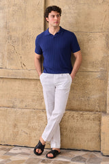 Polo da uomo a coste blu navy