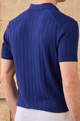 Polo da uomo a coste blu navy