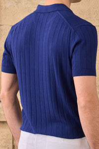 Polo da uomo a coste blu navy