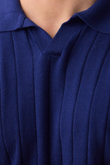 Polo da uomo a coste blu navy
