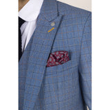 Earl Men's 3-Piece Blue Checked Tailored Suit