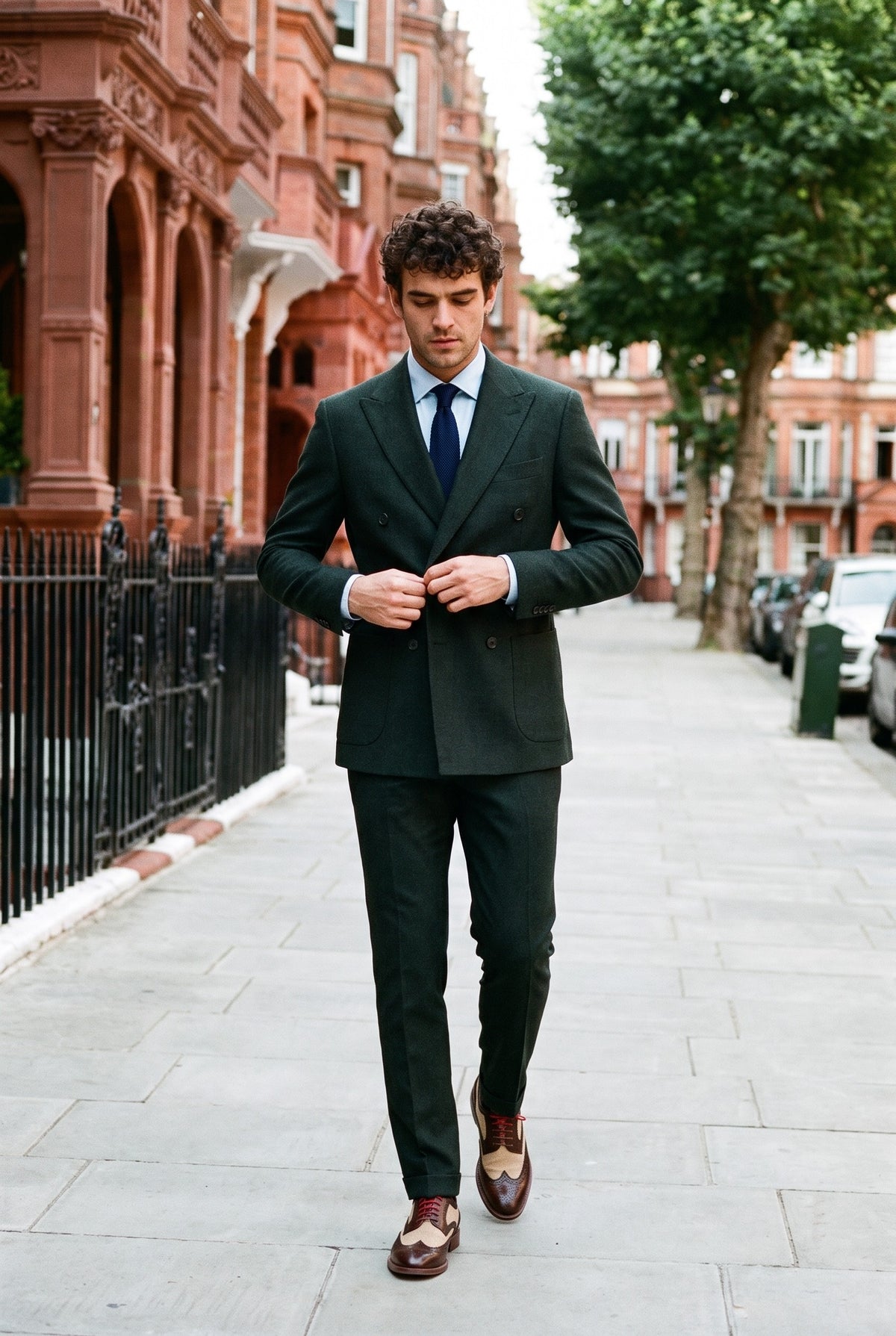 Look #591 styled with Regent - Abito doppiopetto verde da uomo, 2 pezzi