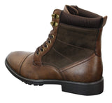 Mens Leather Suede PU Fleece Army Combat Military Ankle Boots Retro